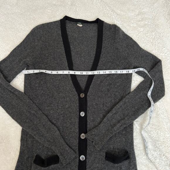 J Crew Womens Cardigan Open Front Long Line Lambs Wool Size Medium In Grey - Picture 5 of 5